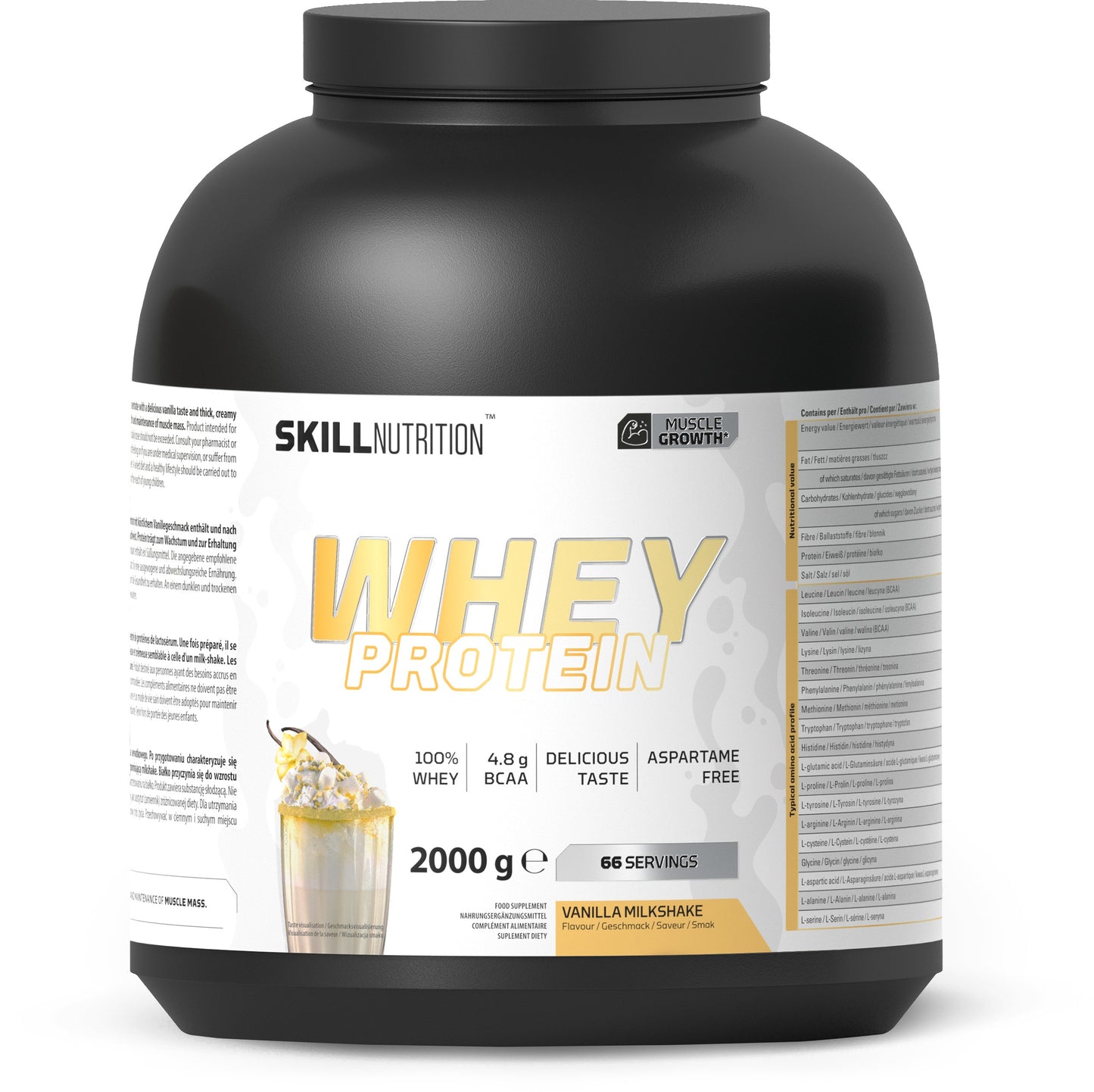 Whey Protein Powder, Vanilla Milkshake - 2000g