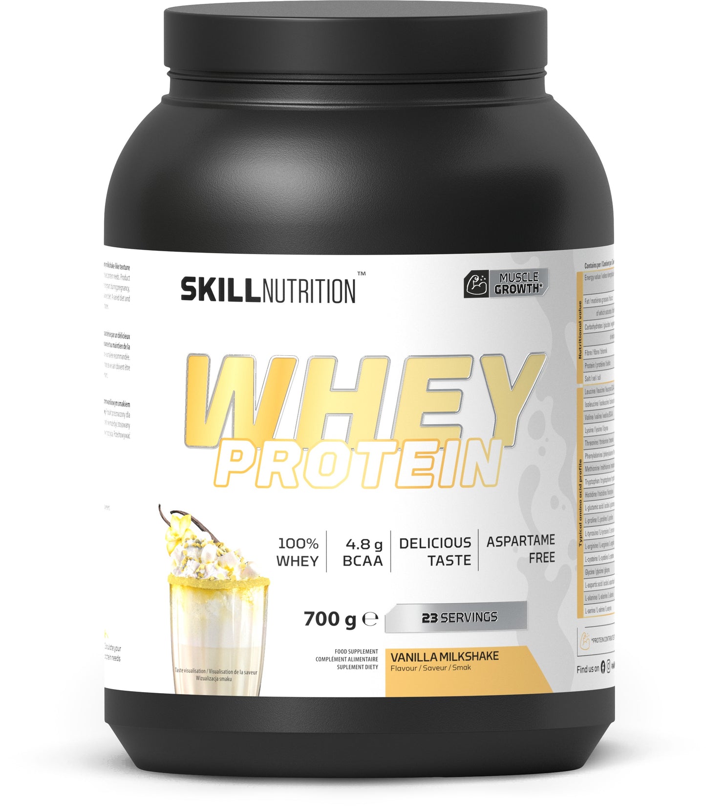 Whey Protein Powder, Vanilla Milkshake - 700g